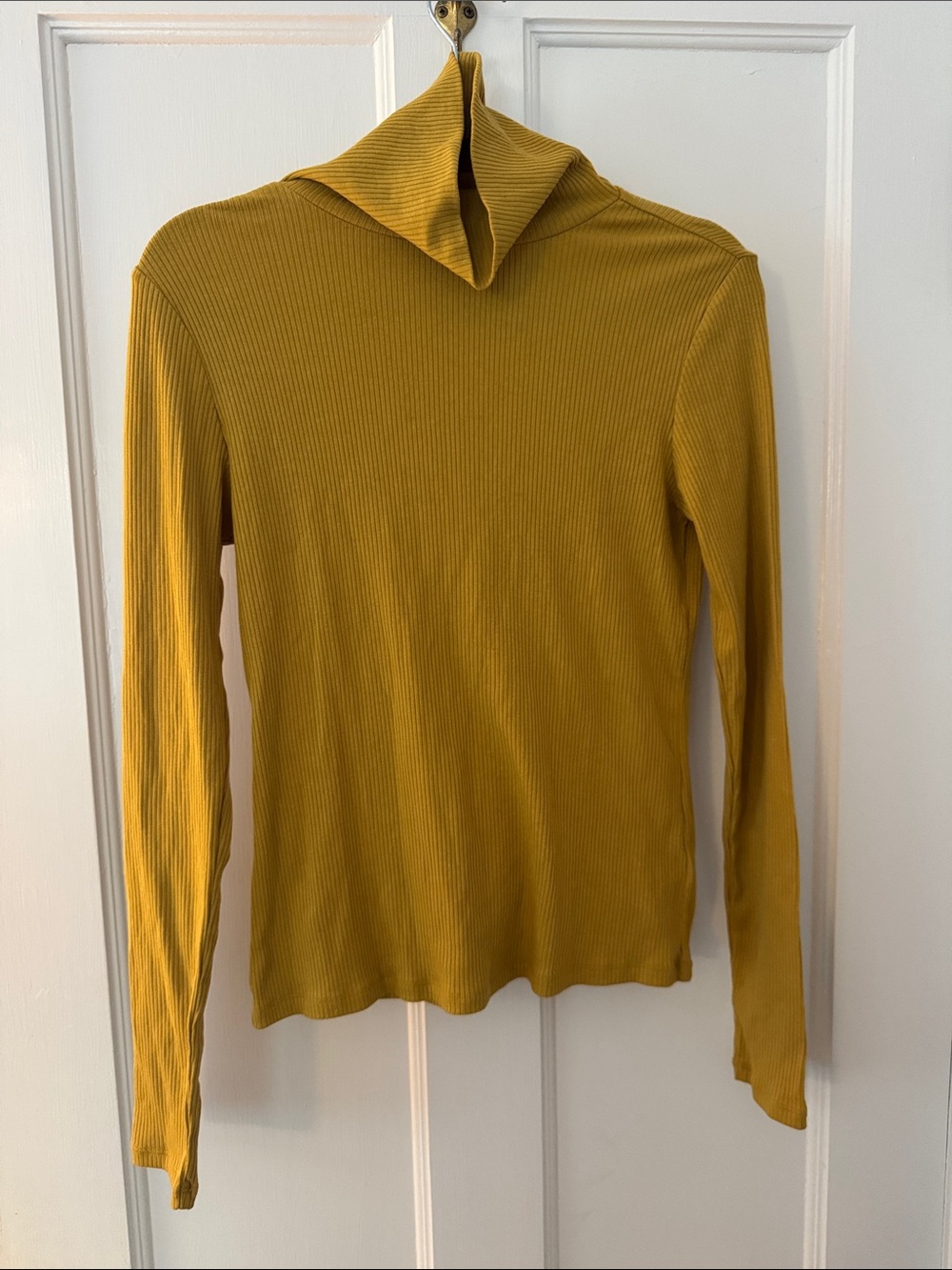 Old Navy Long Sleeve Ribbed Turtleneck Top in Mustard